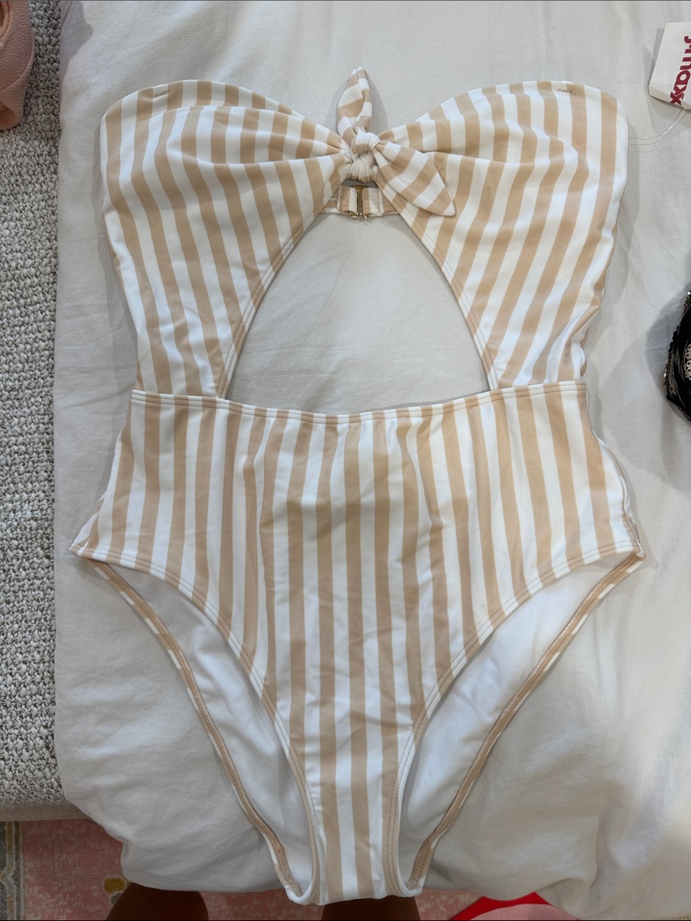 Hollister Bathing suit NWT size L striped cream